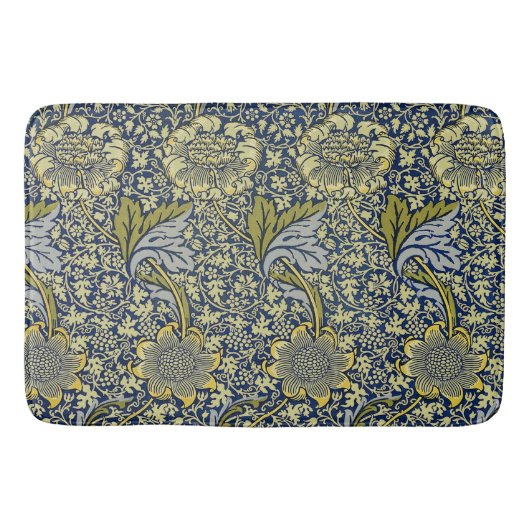 William Morris Kennet Bloem Behang Blauw Goud Badmat (Voorkant)