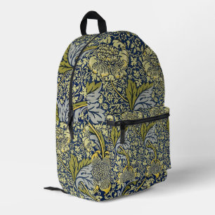 William Morris Kennet Bloem Behang Blauw Goud Bedrukte Rugzak
