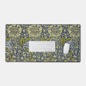 William Morris Kennet Bloem Behang Blauw Goud Bureaumat (Keyboard & Muis)