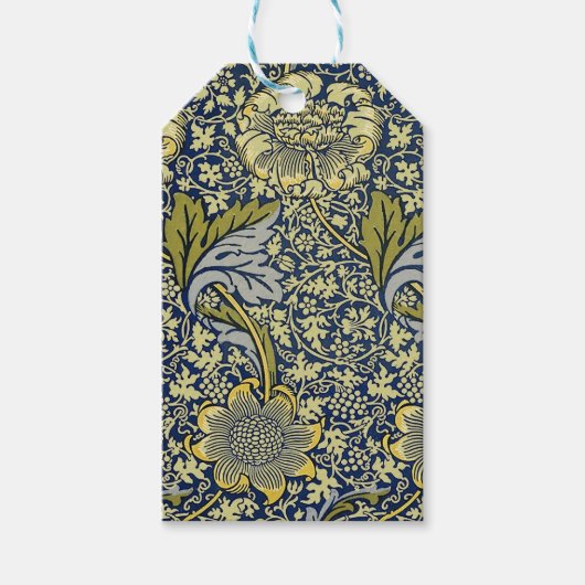 William Morris Kennet Bloem Behang Blauw Goud Cadeaulabel (Voorkant)