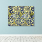 William Morris Kennet Bloem Behang Blauw Goud Canvas Afdruk (Insitu (Houten vloer))