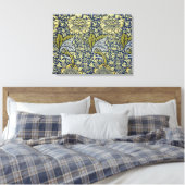 William Morris Kennet Bloem Behang Blauw Goud Canvas Afdruk (Insitu (Slaapkamer))