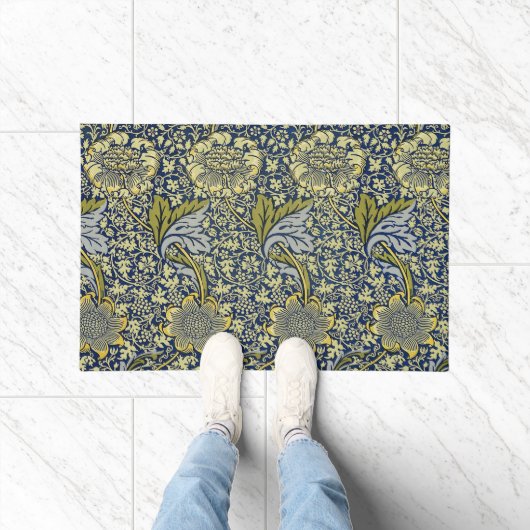 William Morris Kennet Bloem Behang Blauw Goud Deurmat (Binnen)