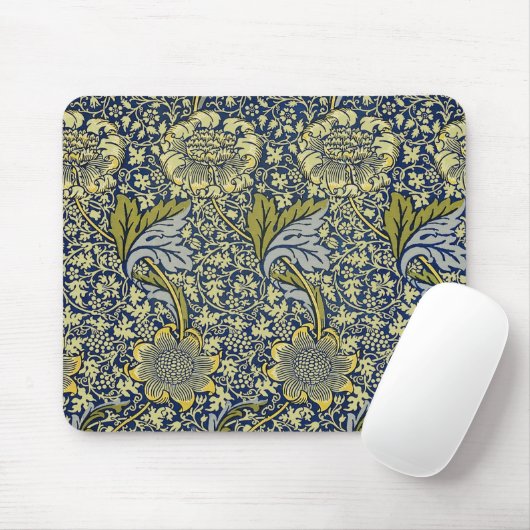 William Morris Kennet Bloem Behang Blauw Goud Muismat (Met muis)