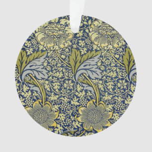 William Morris Kennet Bloem Behang Blauw Goud Ornament