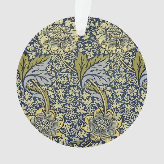 William Morris Kennet Bloem Behang Blauw Goud Ornament (voorkant)