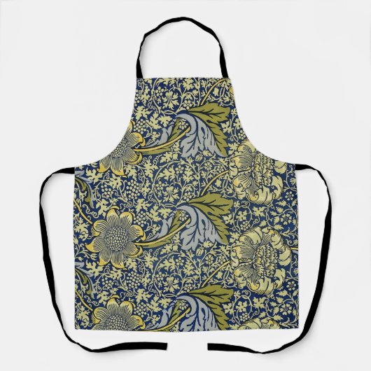William Morris Kennet Bloem Behang Blauw Goud Schort (Voorkant)