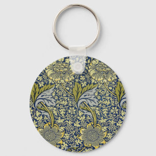 William Morris Kennet Bloem Behang Blauw Goud Sleutelhanger