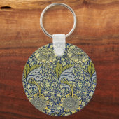 William Morris Kennet Bloem Behang Blauw Goud Sleutelhanger (Achterkant)