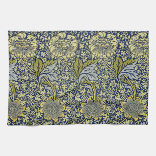 William Morris Kennet Bloem Behang Blauw Goud Theedoek