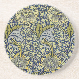 William Morris Kennet Bloem Behang Blauw Goud Zandsteen Onderzetter