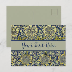 William Morris Kennet Bloemenbehang Blauw Goud Briefkaart