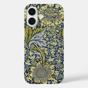 William Morris Kennet Bloemenbehang Blauw Goud iPhone 16 Hoesje