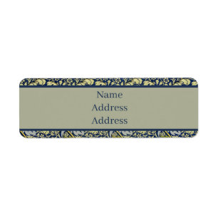 William Morris Kennet Bloemenbehang Blauw Goud Etiket
