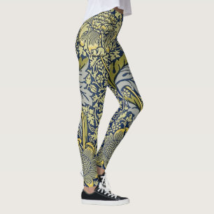 William Morris Kennet Bloemenbehang Blauw Goud Leggings