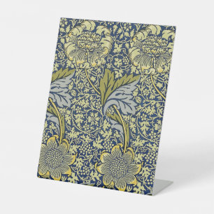 William Morris Kennet Bloemenbehang Blauw Goud Reclamebord Met Voetstuk