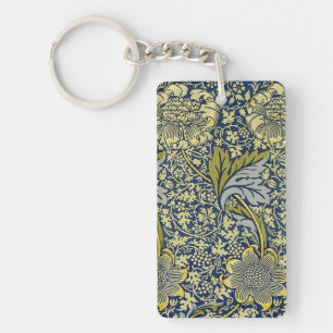 William Morris Kennet Bloemenbehang Blauw Goud Sleutelhanger
