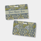 William Morris Kennet Floral Behang Blauw Badge (Voor- en achterkant)