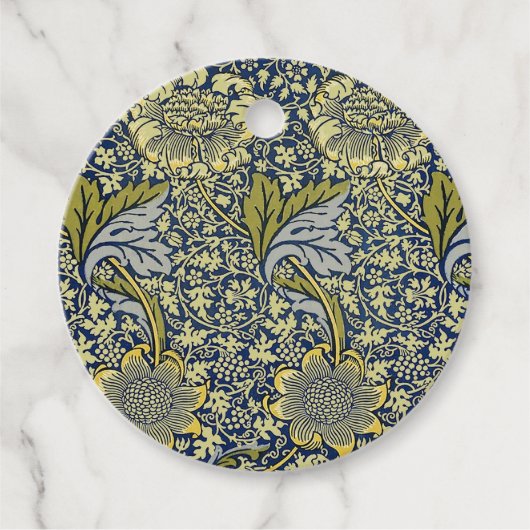William Morris Kennet Floral Behang Blauw Bedankjes Labels (Voorkant)