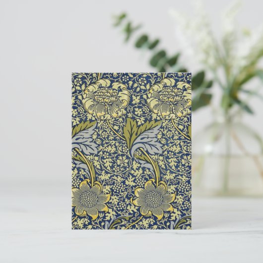 William Morris Kennet Floral Behang Blauw Briefkaart (Staand voorkant)