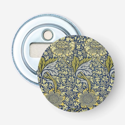 William Morris Kennet Floral Behang Blauw Button Flesopener (Voorkant)