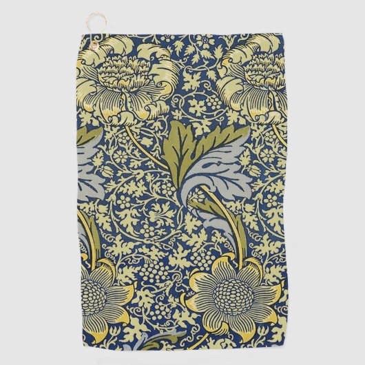 William Morris Kennet Floral Behang Blauw Golfhanddoek (Voorkant)