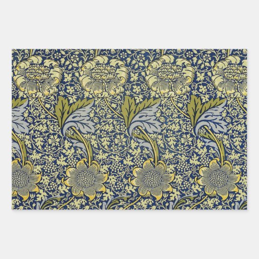 William Morris Kennet Floral Behang Blauw Inpakpapier Vel (Voorkant)