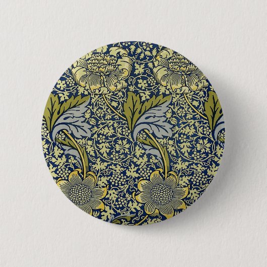 William Morris Kennet Floral Behang Blauw Ronde Button 5,7 Cm (Voorkant)