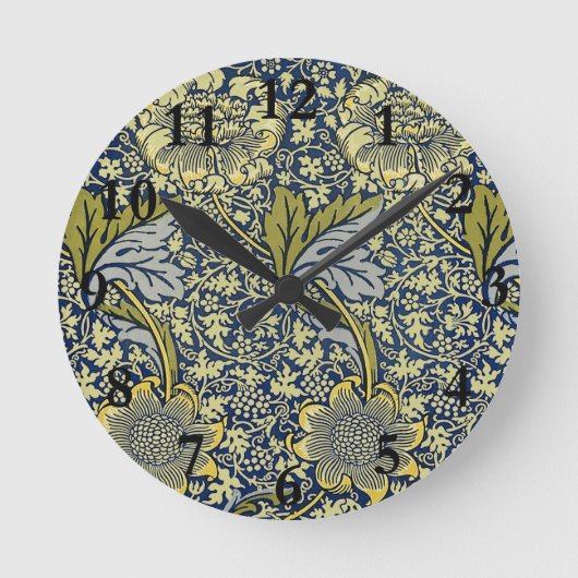 William Morris Kennet Floral Behang Blauw Ronde Klok (Voorkant)