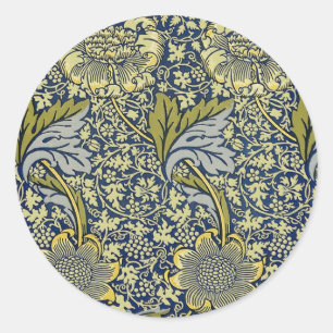 William Morris Kennet Floral Behang Blauw Ronde Sticker