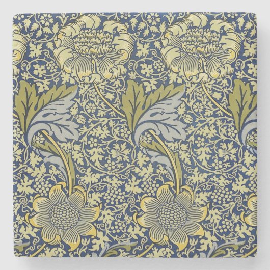 William Morris Kennet Floral Behang Blauw Stenen Onderzetter (Voorkant)
