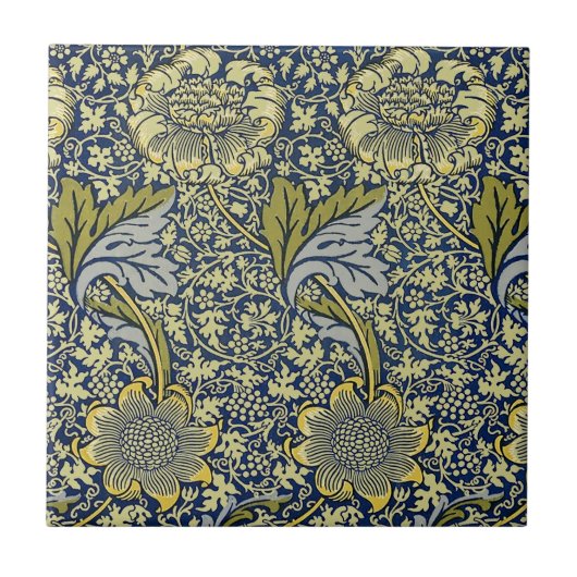 William Morris Kennet Floral Behang Blauw Tegeltje (Voorkant)