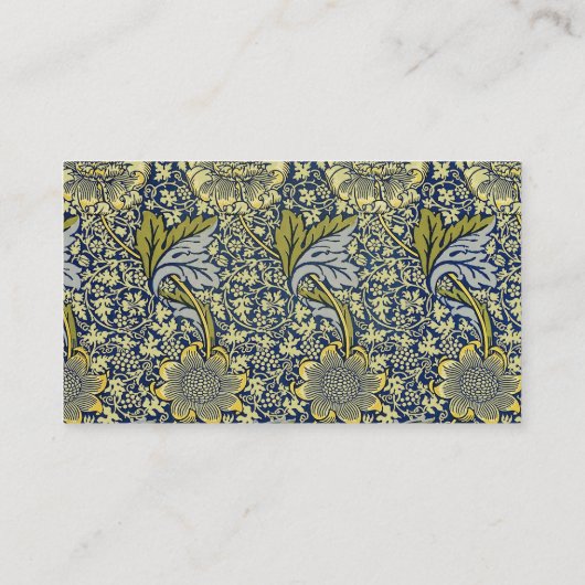 William Morris Kennet Floral Behang Blauw Visitekaartje (Achterkant)