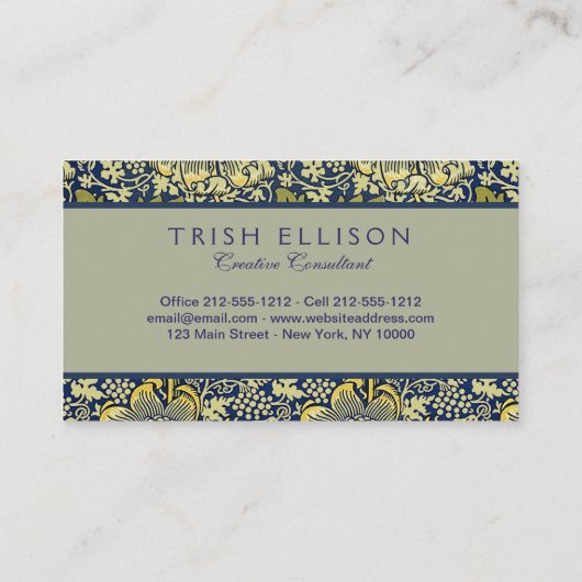 William Morris Kennet Floral Behang Blauw Visitekaartje (Achterkant)