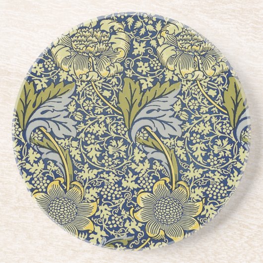 William Morris Kennet Floral Behang Blauw Zandsteen Onderzetter (Voorkant)