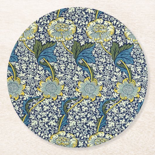 William Morris Kennet Pattern (Blauw) Ronde Kartonnen Onderzetter (Voorkant)