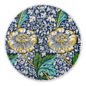 William Morris keramische knop floral blauw geel (Voorkant)