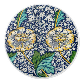 William Morris keramische knop floral blauw geel