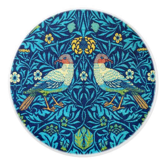 William Morris keramische knop vogels blauw  (Voorkant)