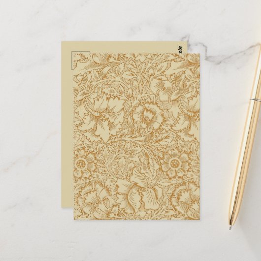 William Morris Klaproos Bloemenbehang Briefkaart (Voorkant / Achterkant in situ)