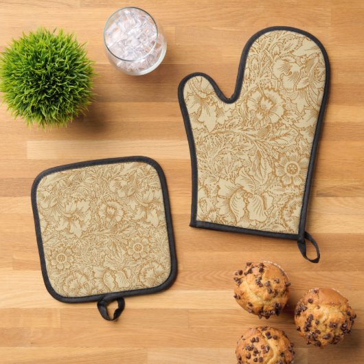 William Morris Klaproos Bloemig Behang Ovenwant & Pannenlap Set (Top down)