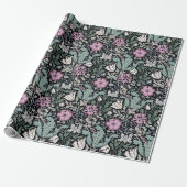 William Morris Klaproos Botanische Victoriaanse Be Cadeaupapier (Uitgerold)