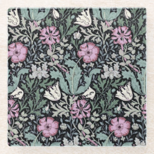 William Morris Klaproos Botanische Victoriaanse Be Glazen Onderzetter