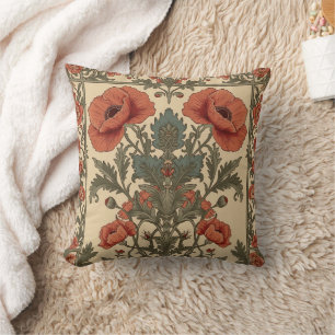 William Morris Klaprozen Art Nouveau Bloempatroon Kussen