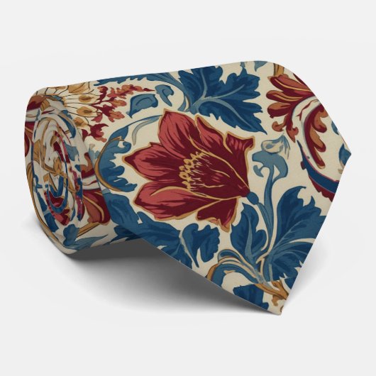 William Morris Klaprozen Art Nouveau Bloempatroon  Stropdas (Opgerold)