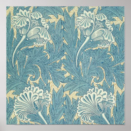William Morris Klassieke Tulp Blauw Bloemmotief Poster