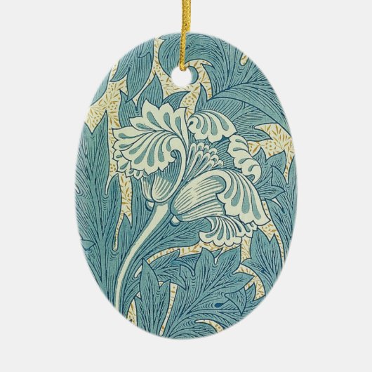 William Morris Klassieke Tulp Blauwe Bloem Keramisch Ornament (Voorkant)