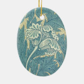 William Morris Klassieke Tulp Blauwe Bloem Keramisch Ornament (Achterkant)