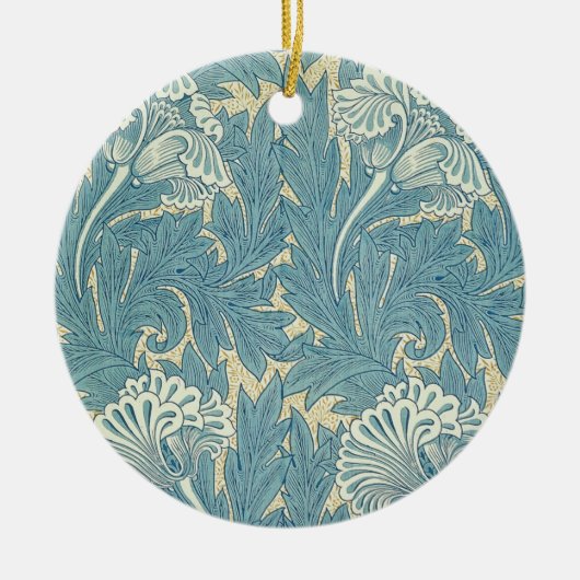 William Morris Klassieke Tulp Blauwe Bloem Keramisch Ornament (Voorkant)