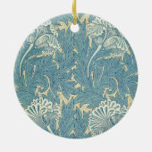 William Morris Klassieke Tulp Blauwe Bloem Keramisch Ornament (Achterkant)